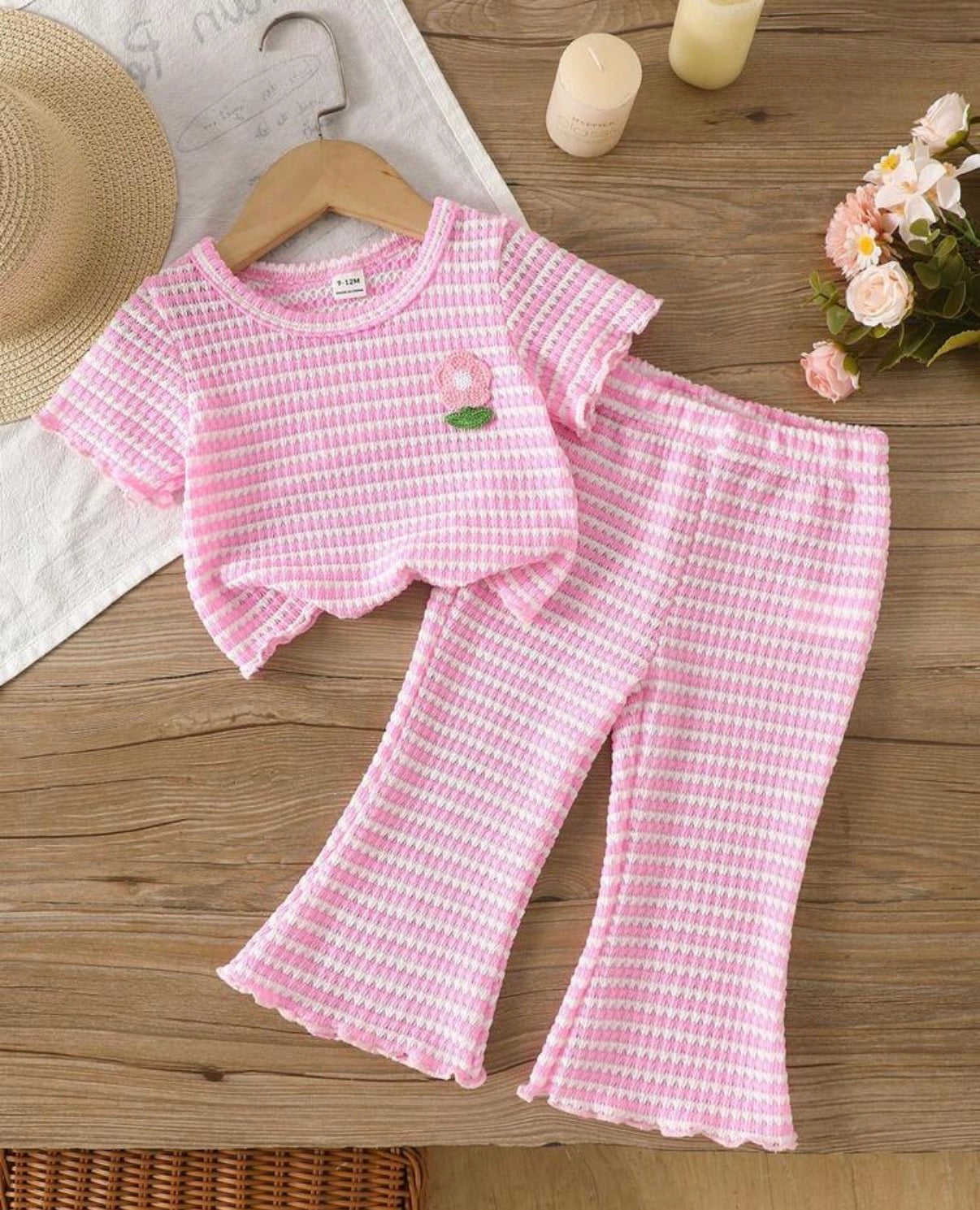Floral Flare Pant Set - PINK