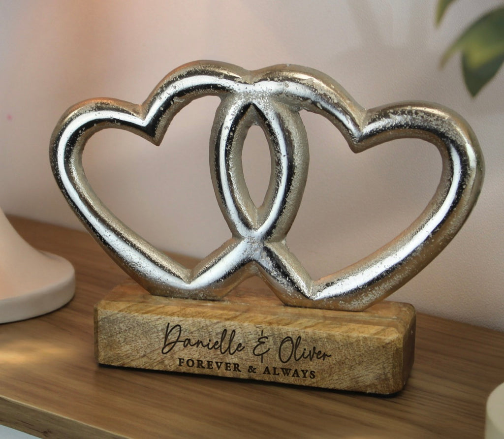 Personalised Two Lines Double Heart Ornament