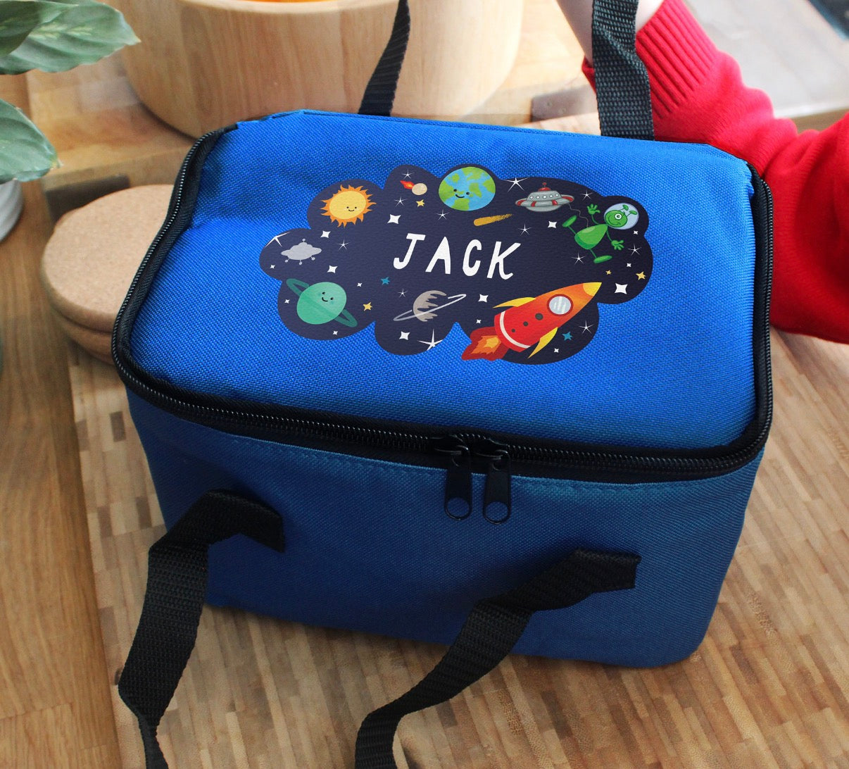 Personalised Space Blue Lunch Bag