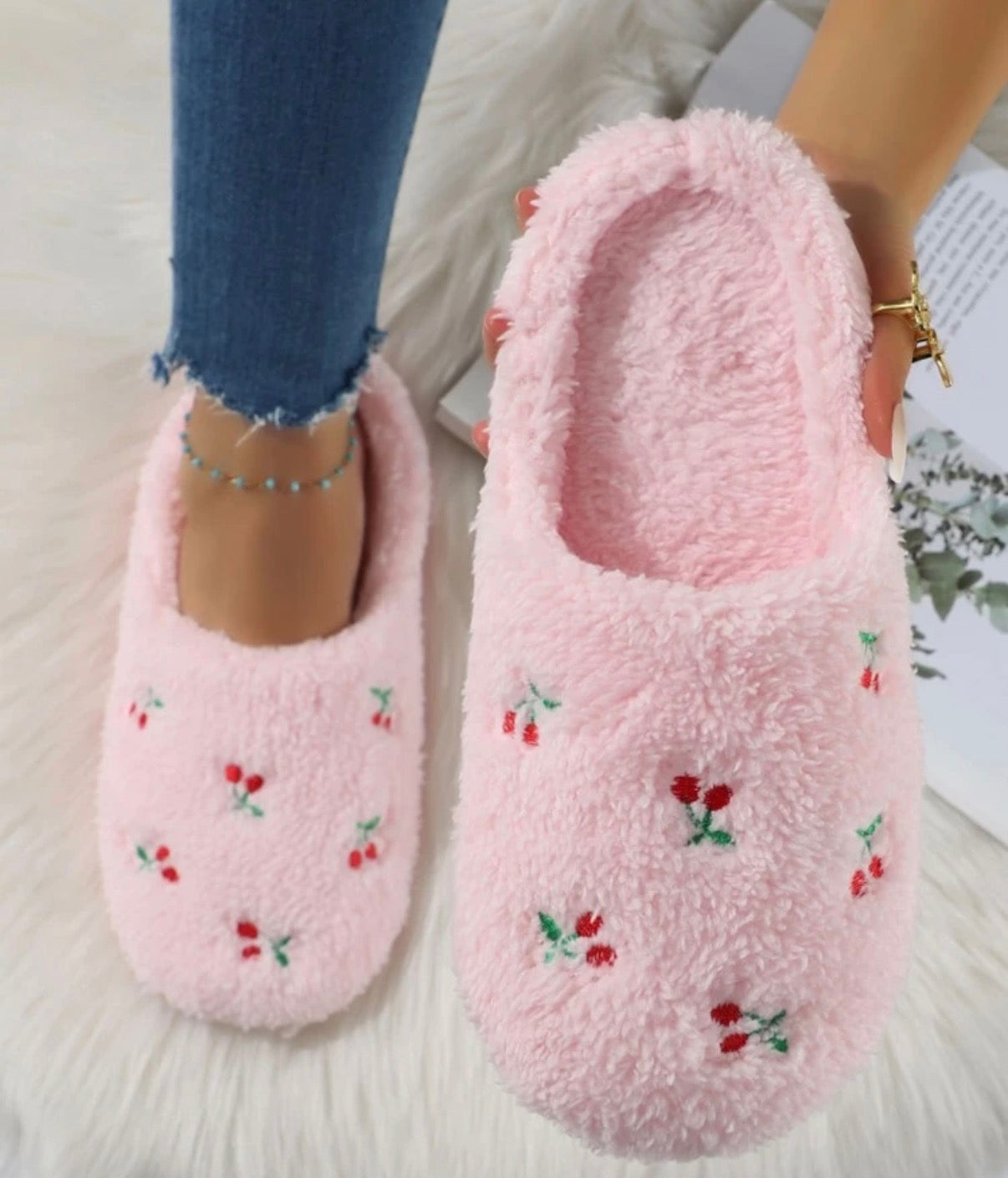 Cherry Slippers - PINK