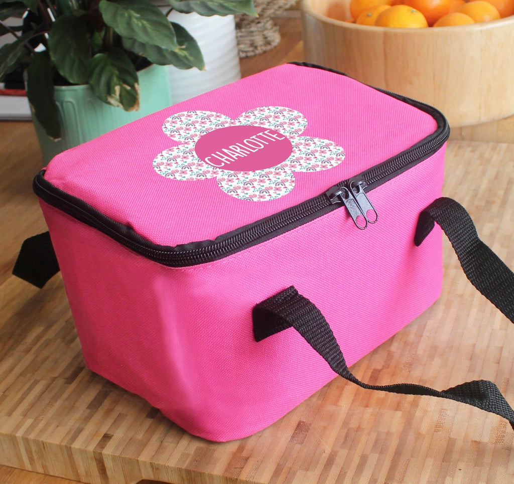Personalised Flower Pink Lunch Bag