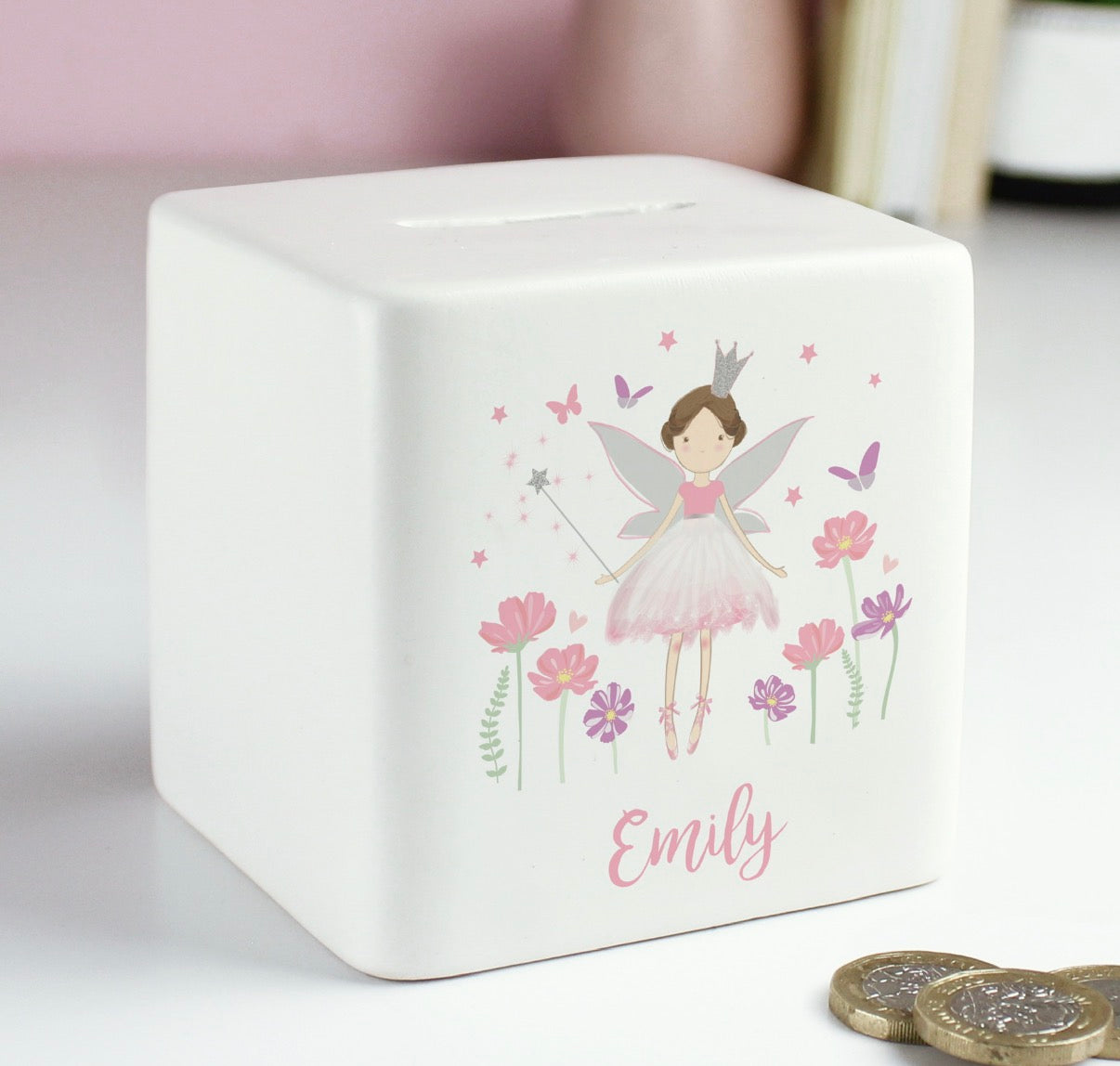 Personalised Fairy Ceramic Money Box