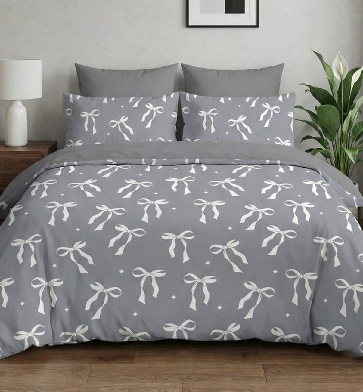 Bow Bedding Single - GREY