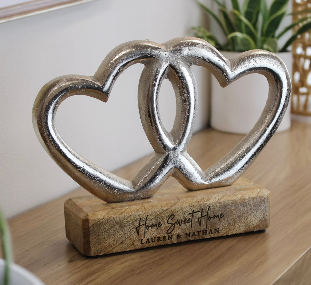 Personalised Two Lines Double Heart Ornament