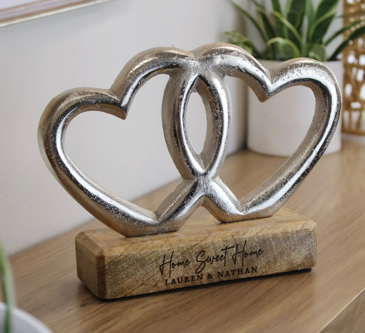 Personalised Two Lines Double Heart Ornament