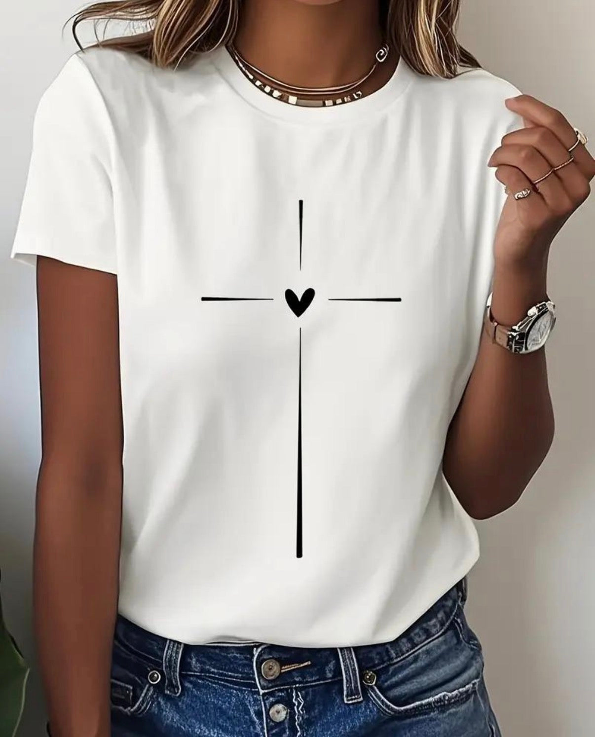 Cross Love Heart Tshirt