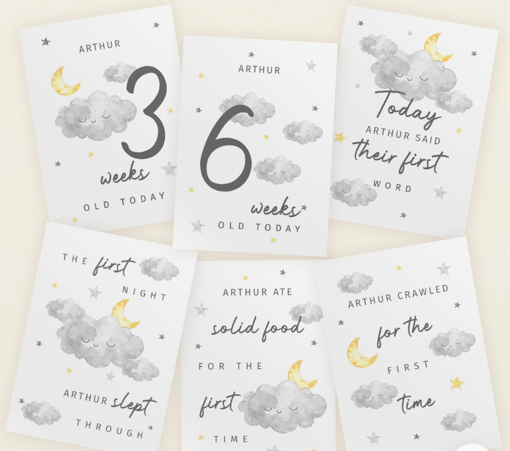 Personalised Cloud Baby Milestone Cards