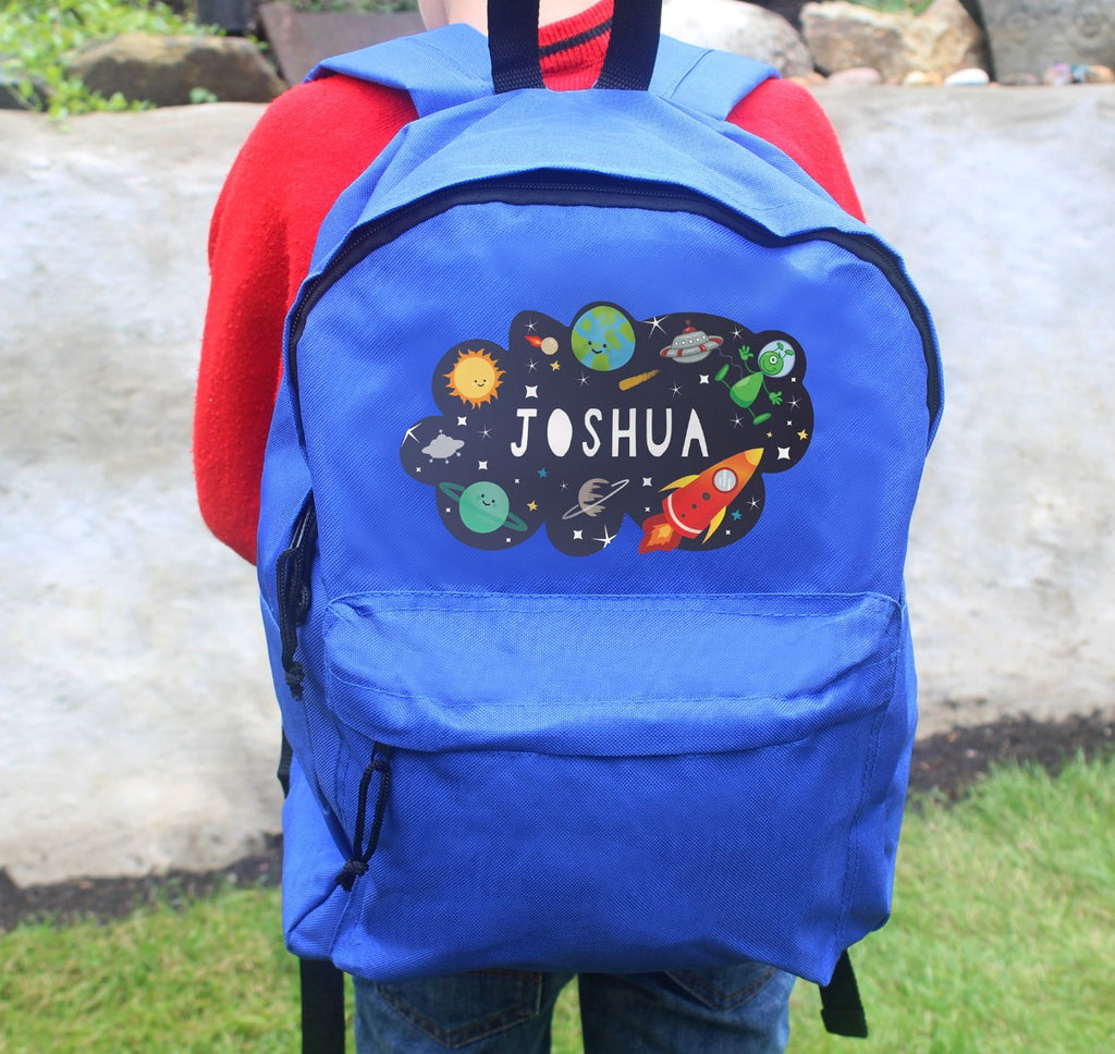 Personalised Space Blue Backpack