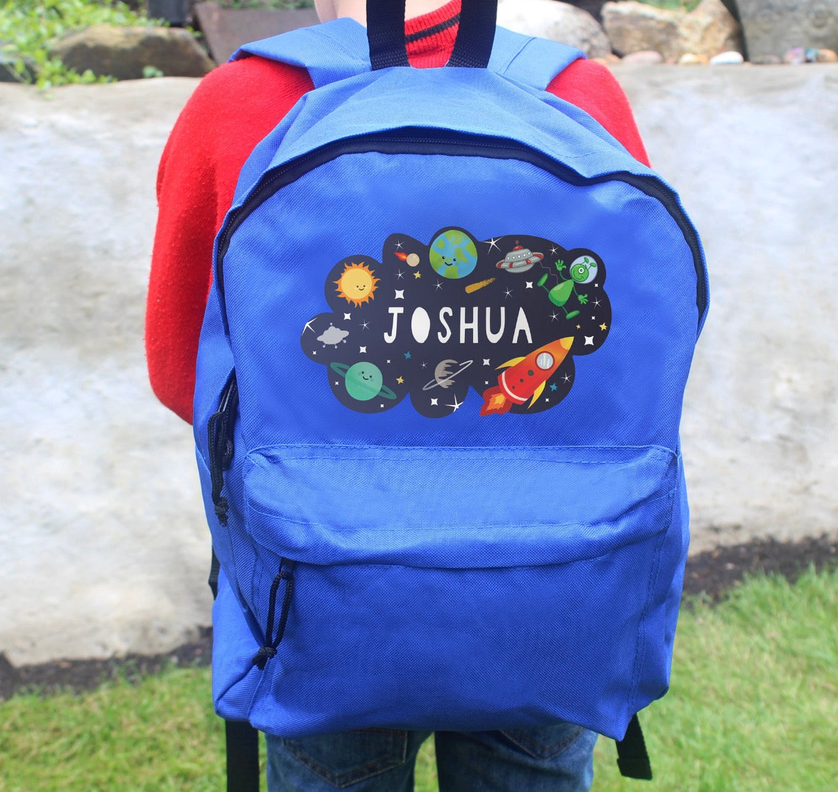 Personalised Space Blue Backpack