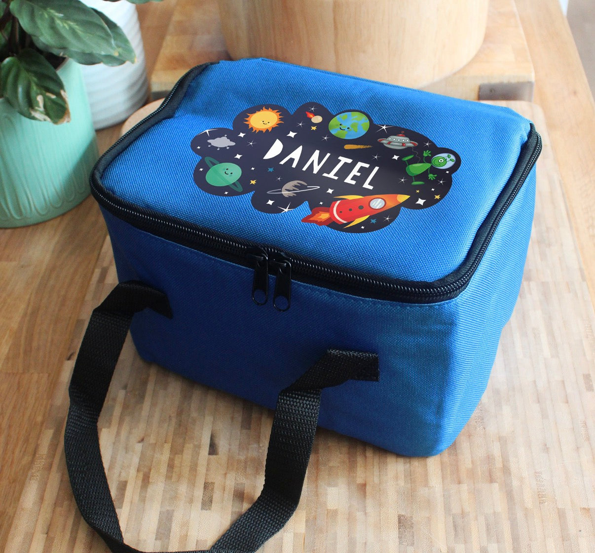 Personalised Space Blue Lunch Bag