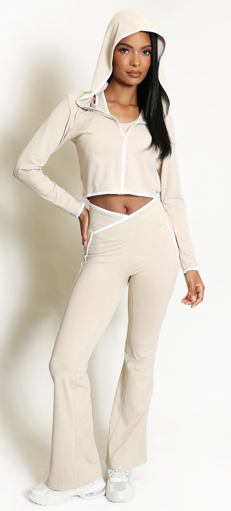 Zipper Flared Legging Set