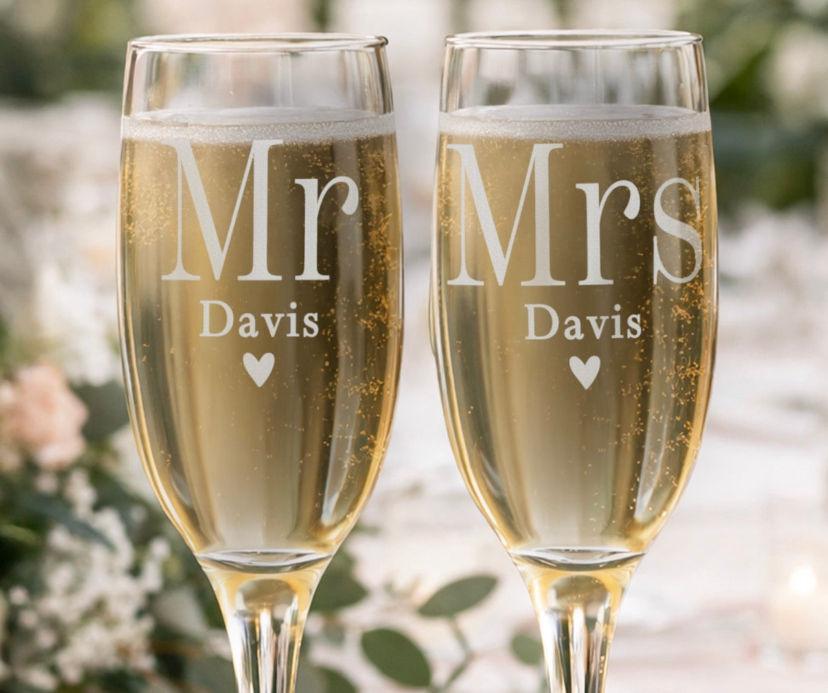 Personalised Mr & Mrs Pair of Flute Glasses
