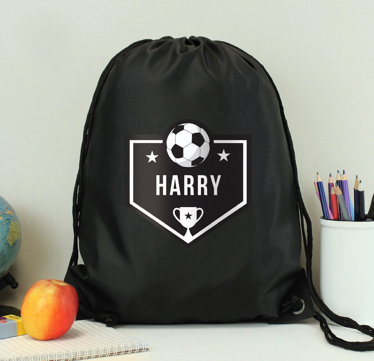 Personalised Football Banner Black Kit Bag