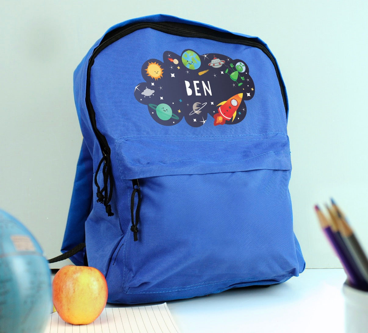 Personalised Space Blue Backpack