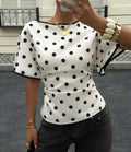 Polka Dot Pleated Top