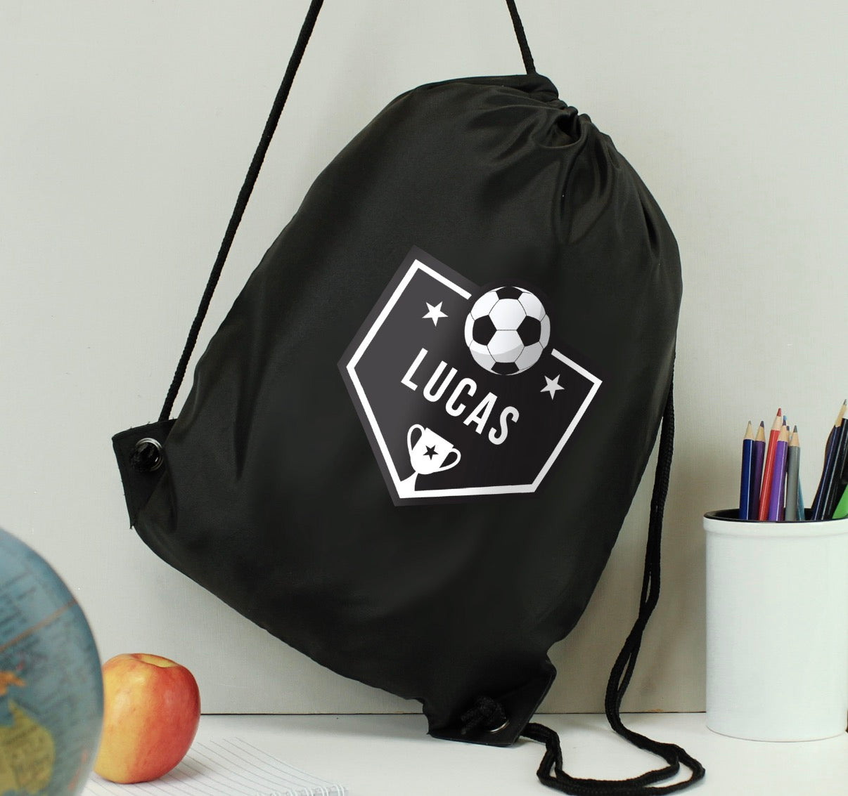 Personalised Football Banner Black Kit Bag