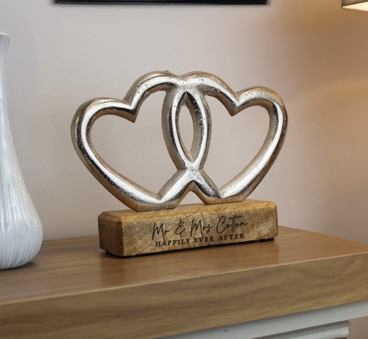 Personalised Two Lines Double Heart Ornament