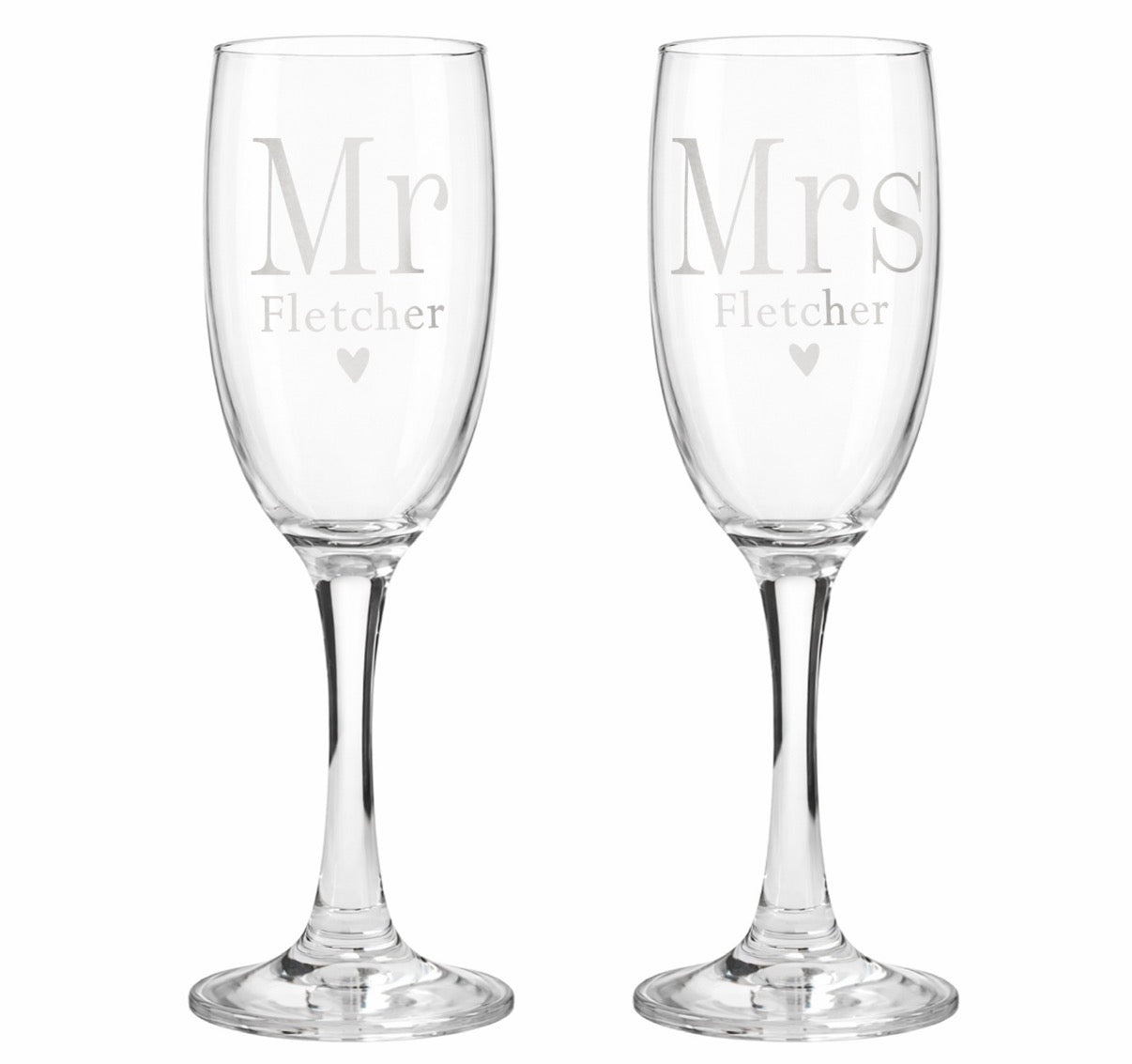 Personalised Mr & Mrs Pair of Flute Glasses