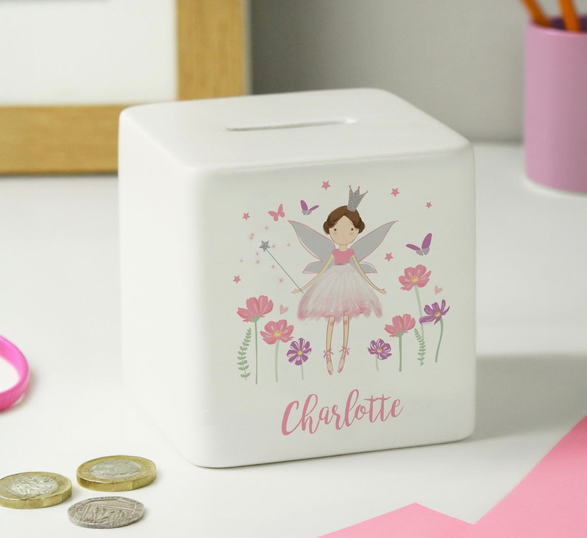 Personalised Fairy Ceramic Money Box