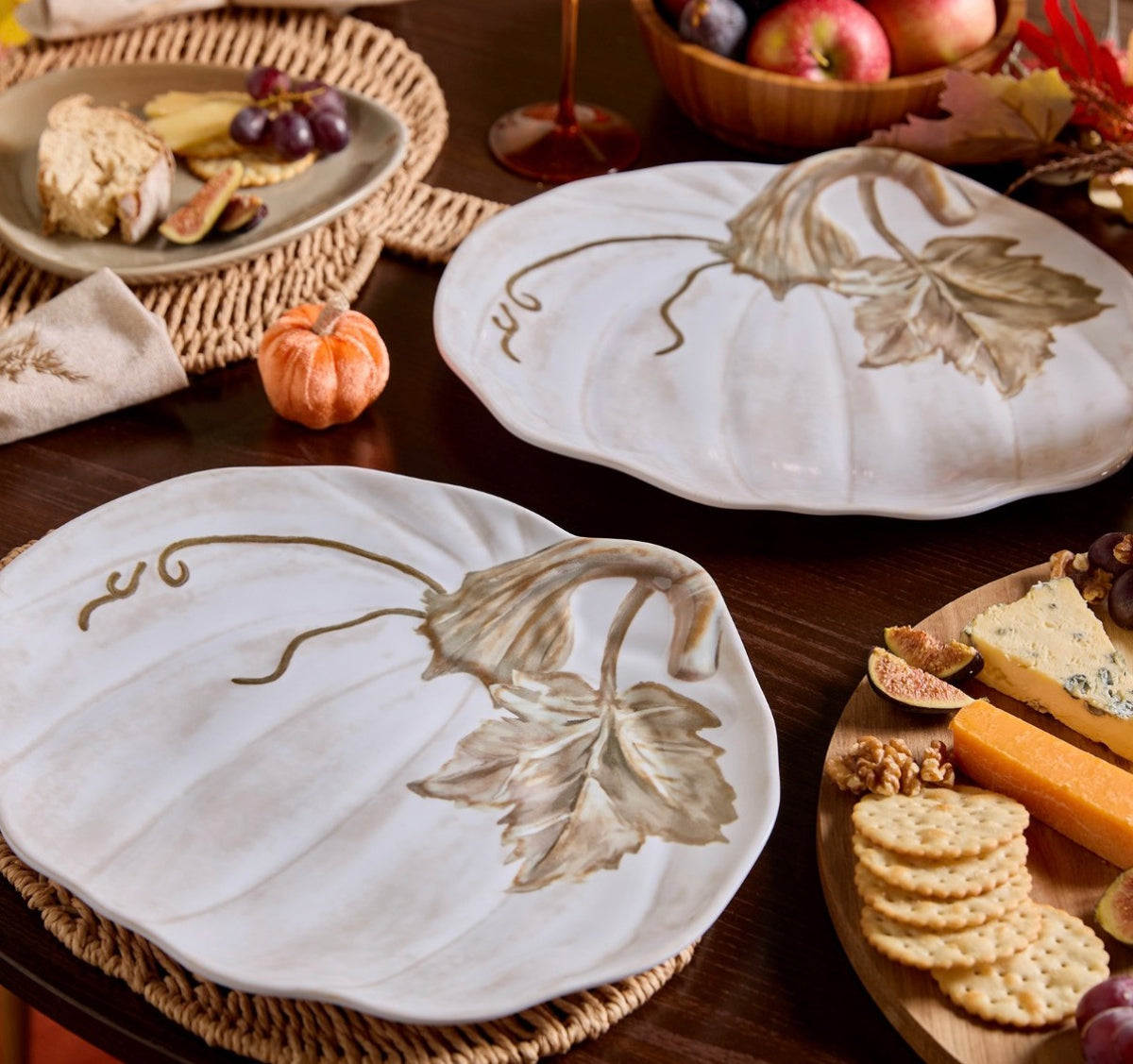 2 Pack Pumpkin Plates - BEIGE