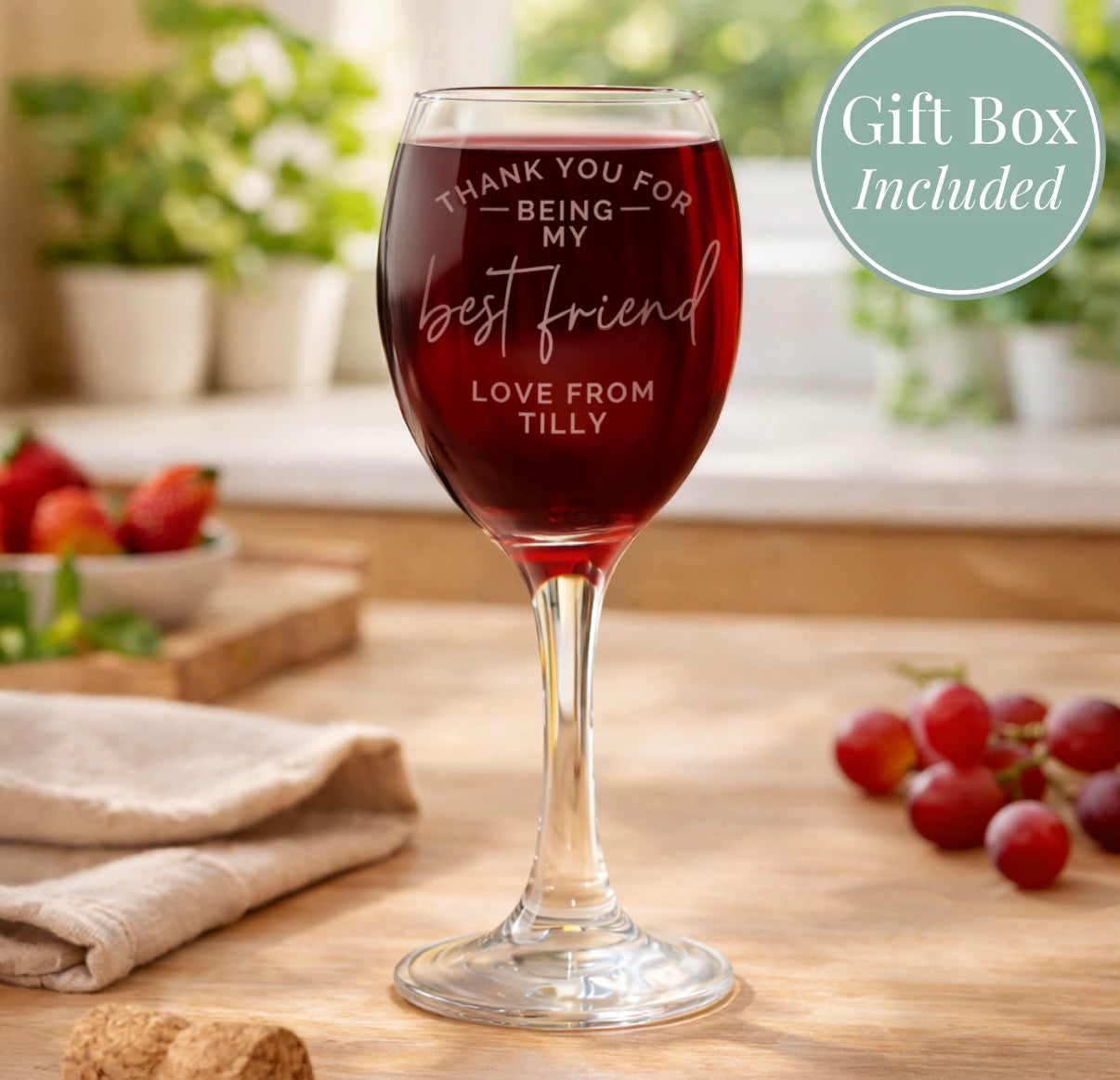 Personalised Thank you Wine Glass