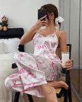 Bow Silk PJs - PINK