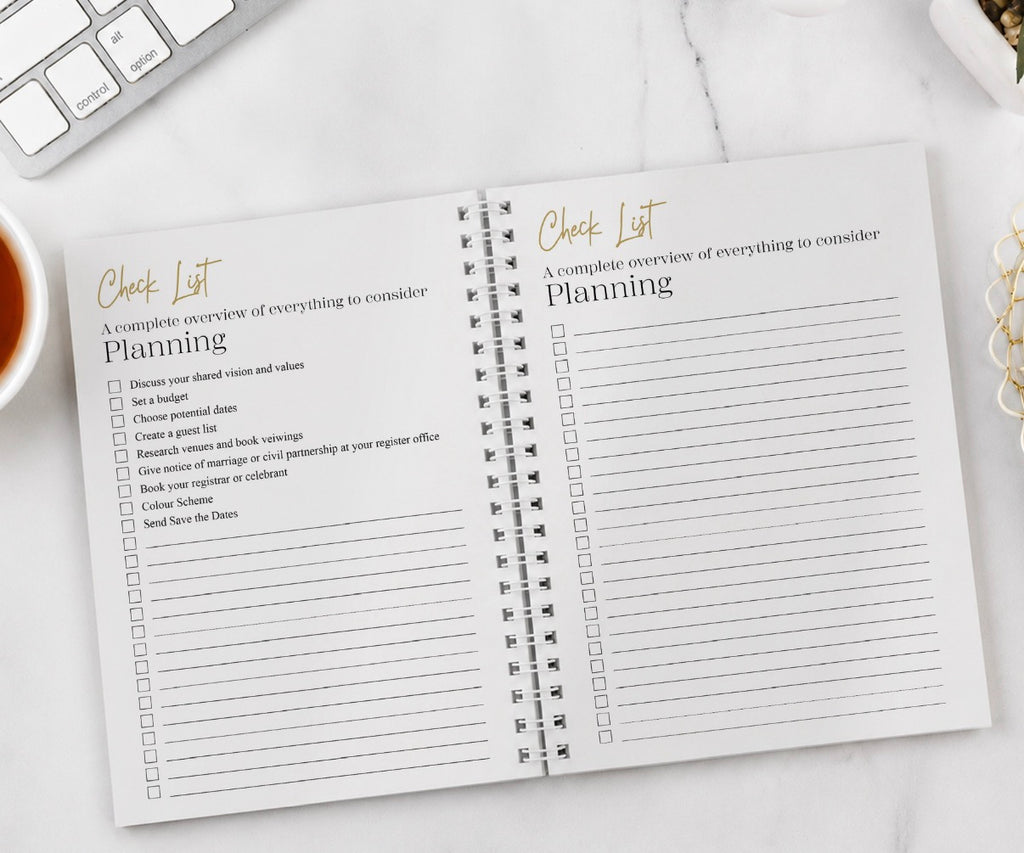 Personalised Black & Gold Inclusive A5 Wedding Planner